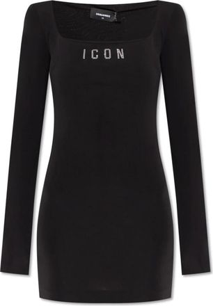 Dsquared2 Jurk met Logo - Dames - Korte kleedjes - Zwart - M - Kleedjes