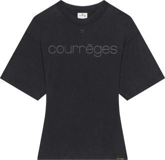 Courr&egrave;ges Logo Print T-Shirt Fitted Minimalist T-Shirt