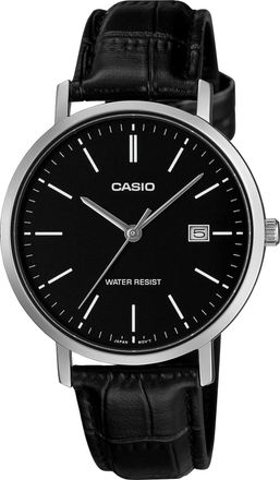 Casio Mens Black Dial Genuine Leather Classic Analog Watch - MTP-VT05L-1EDF