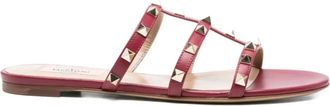 Valentino Garavani Rockstud-embellished flat sandals - women - Calf Leather/Calf Leather/Calf Leather - 38.5 - Red