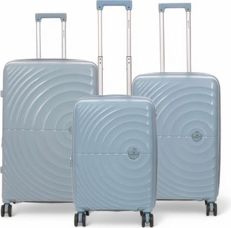 Infinity Leather Uitbreidbare hemelsblauwe harde koffer met 8 wielen