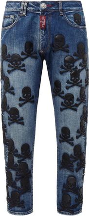 Philipp Plein Denim Broeken Detroit Fit Skull - Heren - Slim Fit Jeans - Blauw - W29 - Denim - Jeans