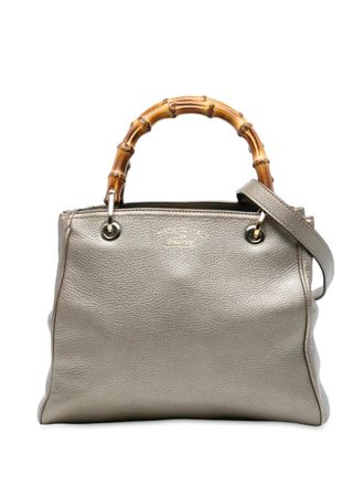 Gucci Borsa shopper piccola in pelle di vitello e bambù 2016-2025 - Oro