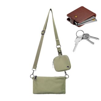 Generic Small Sling Bag,Double Bag Canvas Chest Sling Pack For Shopping | Casual Travel Bag Adjustable Shoulder Strap For Hiking, Green, Refer to description