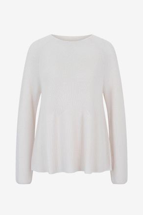 Hemisphere Weiter Merinowoll-Rippstrickpullover mit U-Boot-Ausschnitt