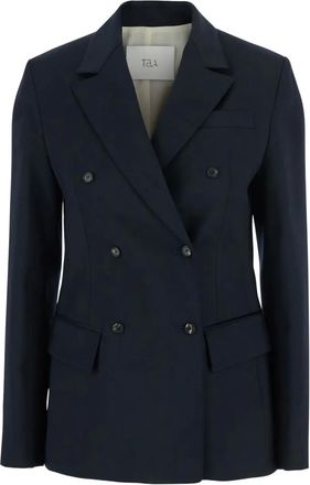 Tela Blazer doppiopetto con revers a lancia - Blu