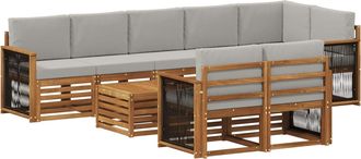 vidaXL Conjunto De Sof&aacute;s De Exterior 8 Uds. Natural Y Gris Claro Vidaxl