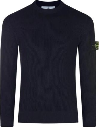 Stone Island Maglia RWS - Heren - Ronde hals truien - Blauw - M - Wol - Truien & Vesten