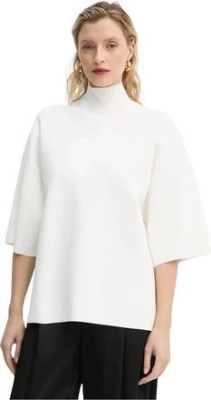 Theory Top met coltrui van stretch-jersey - Dames - Coltruien - Beige - S - Polyester - Truien & Vesten