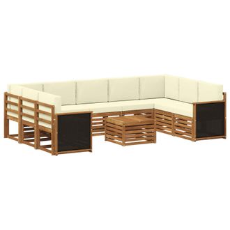 vidaXL Conjunto De Sof&aacute;s De Exterior 10 Uds. Natural Y Crema Vidaxl