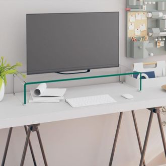 Berkfield Home TV Stand/Monitor Riser Glass Clear 80x30x13 cm | Size: 80 x 30 x 13 cm