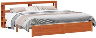 vidaXL Estructura De Cama Con Cabecera Marr&oacute;n Cera 200 X 200 Cm Vidaxl