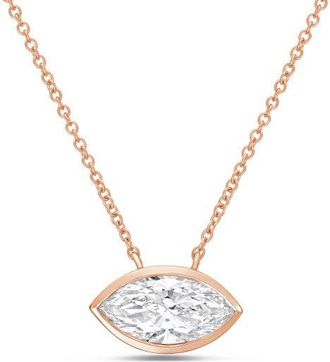Diana M. Jewels 14kt rose gold lab grown east west marquise bezel pendant weighing 12.00 ct
