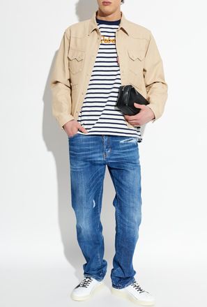 Dsquared2 T-shirt With A Striped Pattern, Mens, Navy Blue