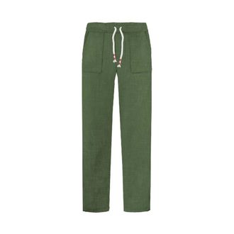 MC2 Saint Barth Straight Trousers, male, Green, Size: S Calais Linen Pants