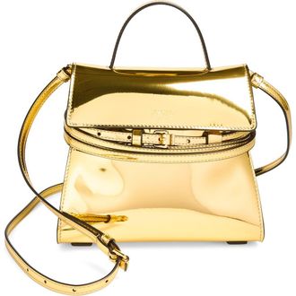 Moschino Tie Me Metallic Faux Leather Handbag in Gold at Nordstrom