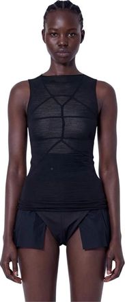 Rick Owens Sheer Panelled Top - Dames - Tops zonder mouwen - Zwart - L - Wol - Tops