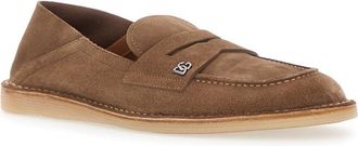 Dolce & Gabbana Mens Loafers Florio Brown Suede Calf Leather