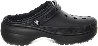 Crocs Classic Platform Lined Clog - Dames - Klompen - Zwart - 34 EU - Polyester - Schoenen