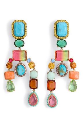 Kurt Geiger Mixed Chandelier Drop Earrings in Crystal Multi at Nordstrom
