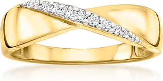 Ross-Simons Diamond Diagonal Ring in 18kt Gold Over Sterling