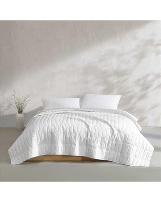 Calvin Klein 200 Thread Count Solid Washed Percale Cotton Quilt Set