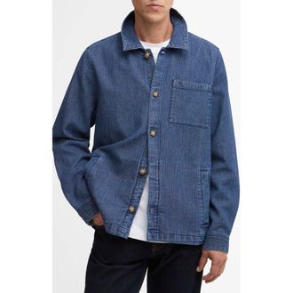 Barbour Aickman Textured Cotton Canvas Button-Up Overshirt in Indigo at Nordstrom, Size Xxx-Large