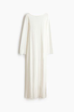 H&M Feinstrickkleid mit U-Boot-Ausschnitt - Weiss