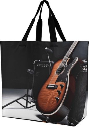 Generic Musical Instrument Guitar Handbag Foldable Women Handbag Durable Shopping Bags For Yoga Work College