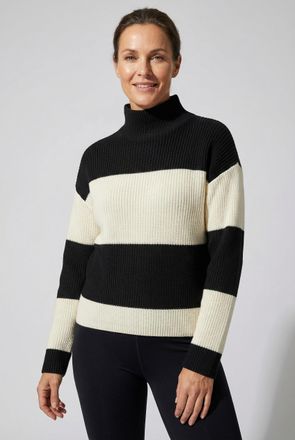 Calvin Klein Jeans Strickpullover CALVIN KLEIN JEANS, Damen, Gr. XXL (46), schwarz combo, Strick, Obermaterial: 100% Baumwolle, geringelt, bequem normal, Rundhals, Pullo