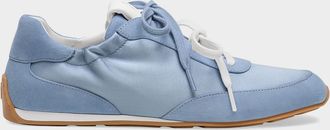 Stuart Weitzman Bond Ruche Suede & Satin Sneakers