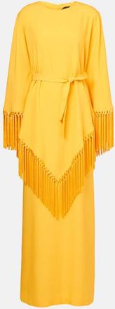 Taller Marmo Caftano in crêpe cady con frange