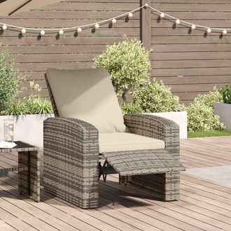 vidaXL Sill&oacute;n Reclinable Jard&iacute;n Y Cojines Rat&aacute;n Sint&eacute;tico Marr&oacute;n Claro Vidaxl