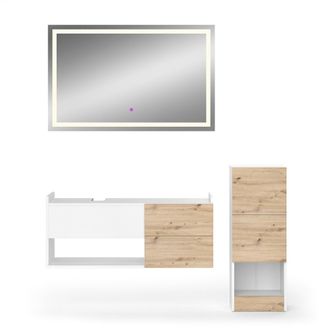Vicco Conjunto De Muebles De Ba&ntilde;o Alf, Blanco, 3 Piezas, Con Mueble Alto