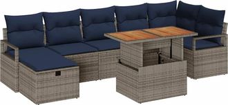 vidaXL Conjunto De Sof&aacute;s De Jard&iacute;n 8 Uds. Gris Rat&aacute;n Sint&eacute;tico Vidaxl