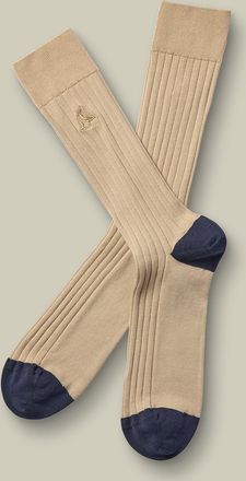 CHARLES TYRWHITT Cotton Rib Socks - Tan Size 10.5-13 by Charles Tyrwhitt