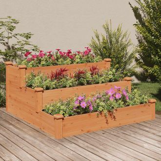 vidaXL Vidaxl - Jardinera Arriate Madera Maciza De Abeto Marr&oacute;n 120x120x56 Cm