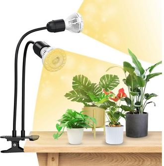 OEM L&aacute;mpara Led De Cultivo De 20 W Para Plantas De Interior, Espectro Completo, Con 2 Bombillas Led E27 Extra&iacute;bles De 4000 K Para Germinaci&oacute;n, Crecimiento