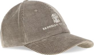 Brunello Cucinelli Mens Baseball Cap Ribbed Granite Cotton Hat