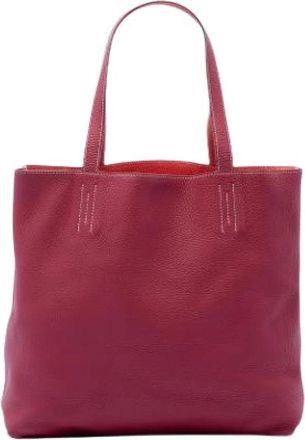Herm&egrave;s Pre-owned Double Sens Tote Bag - Dames - Vintage Shopper - Rood - ONE Size - Leer - Vintage