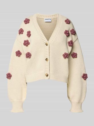 Jake*s Casual Strickjacke mit überschnittenen Schultern und V-Ausschnitt in Ecru, Größe L