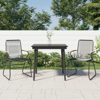 vidaXL Juego De Comedor De Jard&iacute;n 3 Piezas Rat&aacute;n Pvc Negro Vidaxl