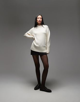 Arket Maglione in lana bianco sporco con maniche raglan