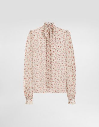 Dolce & Gabbana Small Rose-print Chiffon Top - Woman Shirts And Tops Multicolor 40