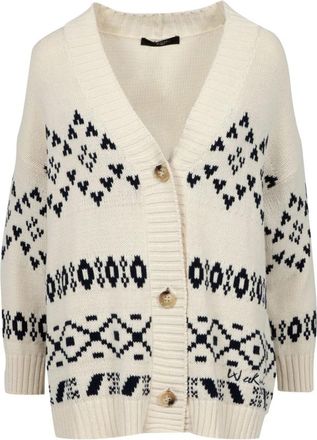 Max Mara Acacia Oversized Katoenen Jacquard Cardigan - Dames - Vesten - Veelkleurig - M - Katoen - Truien & Vesten