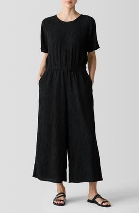 Eileen Fisher Crinkle Wide Leg Jumpsuit in Black at Nordstrom Rack, Size Small