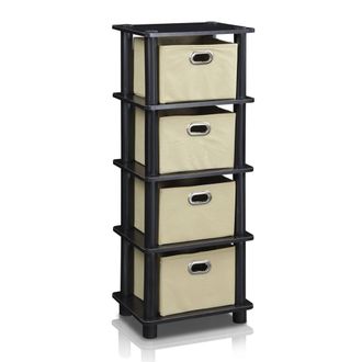 Furinno LACi 4-Bins System Rack, Espresso