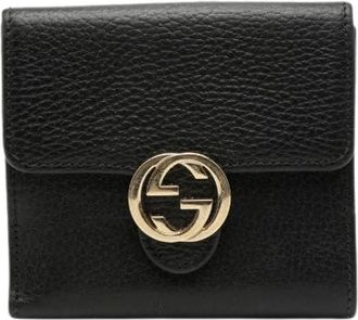 Gucci Pre-owned Wallets, female, Black, Size: ONE SIZE Pre-owned Interlocking G Leather Wallet