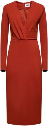 Silvian Heach Midi jurk met gerimpeld detail - Dames - Casual kleedjes - Rood - M - Polyester - Kleedjes