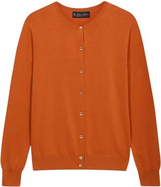Brooks Brothers Katoenen Cardigan - Dames - Vesten - Oranje - M - Katoen - Truien & Vesten